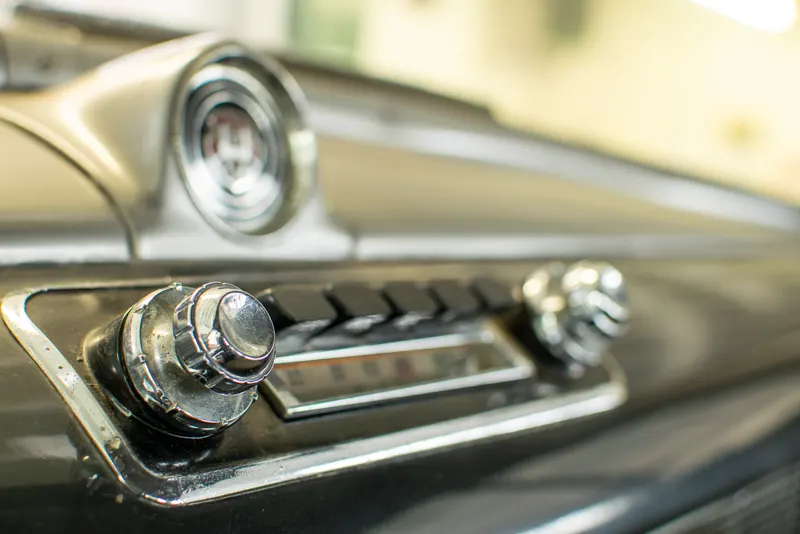Classic car detail inside the 8A's shop